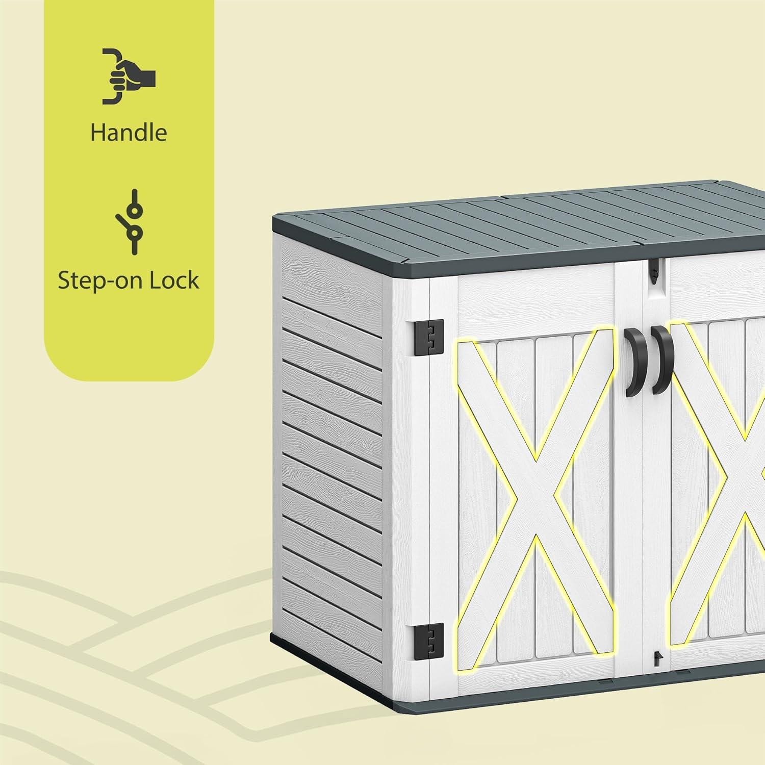 imageYITAHOME Resin Storage Shed Shelves for 35 Cuft Horizontal Storage Sheds 47 in x 126 in Waterproof Rack with 8 Screws for 4x25 Ft Horizontal Garden Storage Accessories Easy Assembly 2PCS GrayLight Gray