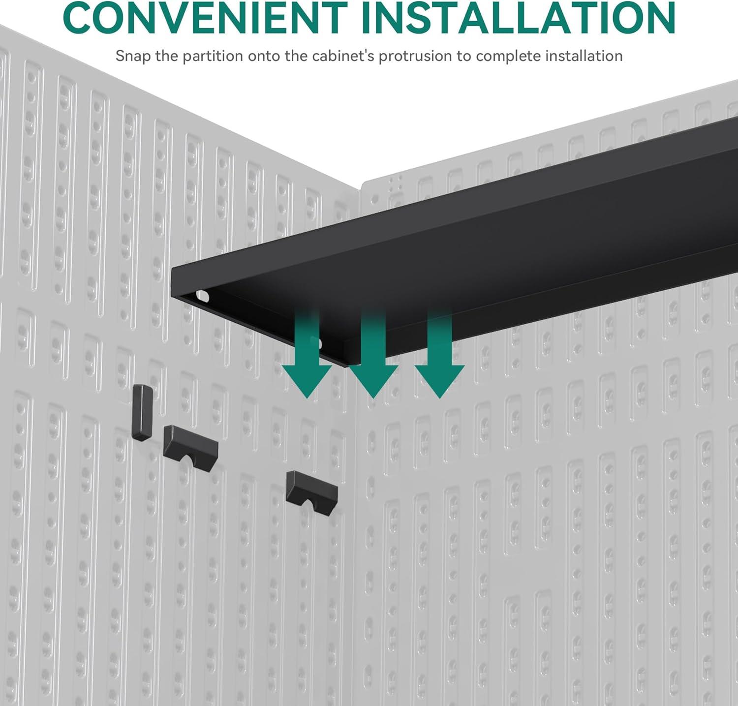 imageYITAHOME Resin Storage Shed Shelves for 35 Cuft Horizontal Storage Sheds 47 in x 126 in Waterproof Rack with 8 Screws for 4x25 Ft Horizontal Garden Storage Accessories Easy Assembly 2PCS GrayBlack