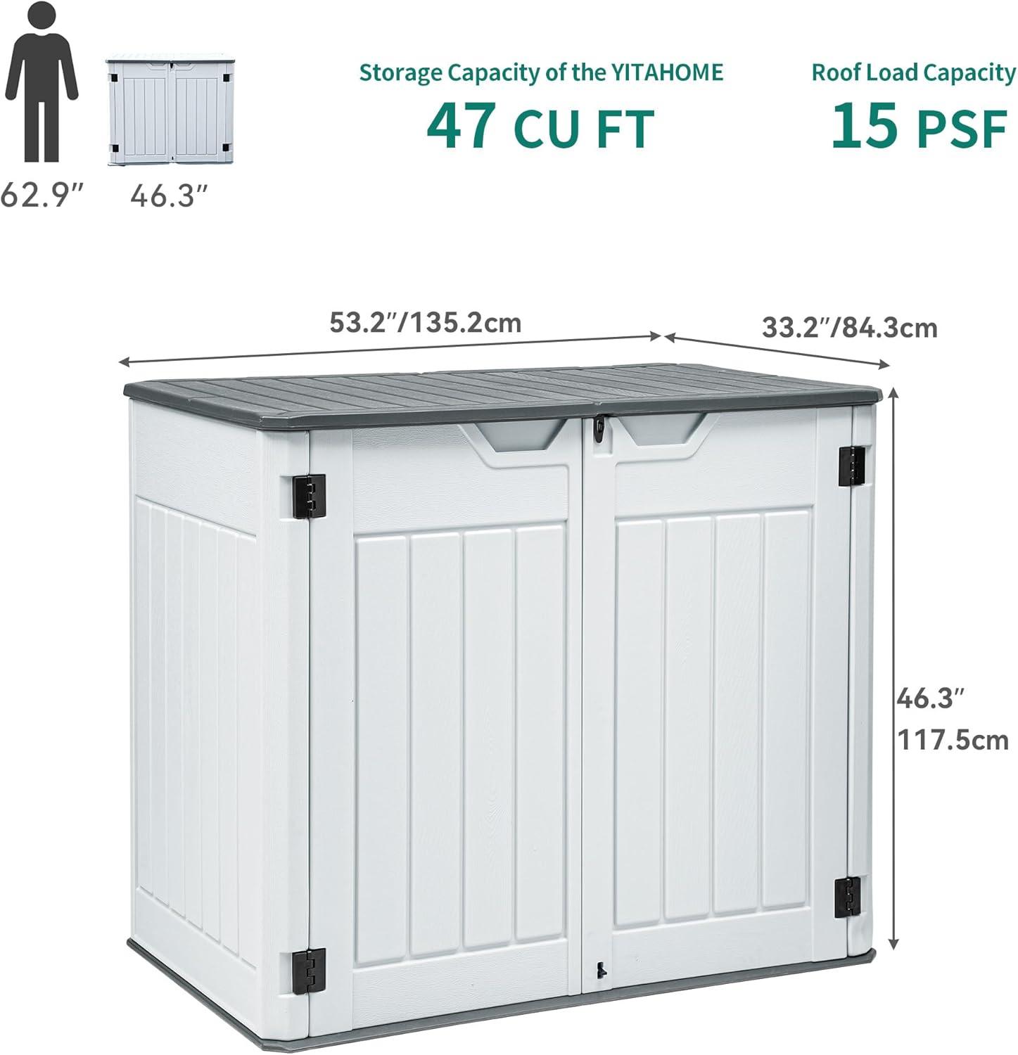 imageYITAHOME Resin Storage Shed Shelves for 35 Cuft Horizontal Storage Sheds 47 in x 126 in Waterproof Rack with 8 Screws for 4x25 Ft Horizontal Garden Storage Accessories Easy Assembly 2PCS GrayLight Gray