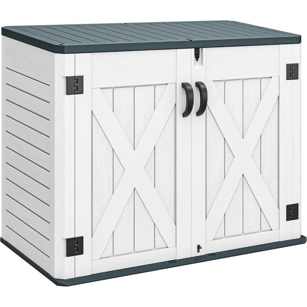 imageYITAHOME 35 Cu Ft Horizontal Weatherproof Storage Shed Without Shelves Outdoor Lockable Resin Unit for Tools and Gear Simple Assembly Light GrayLight Grey