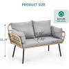 imageYITAHOME 3 Pieces Outdoor Wicker Patio Conversation Bistro Set AllWeather Rattan Patio Furniture Set with Table ampamp Cushions Outdoor Sectional Sofa for Patio Balcony Backyard DeckGrey