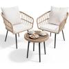 imageYITAHOME 3 Pieces Outdoor Wicker Patio Conversation Bistro Set AllWeather Rattan Patio Furniture Set with Table ampamp Cushions Outdoor Sectional Sofa for Patio Balcony Backyard DeckBeige