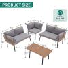 imageYITAHOME 3 Pieces Outdoor Wicker Patio Conversation Bistro Set AllWeather Rattan Patio Furniture Set with Table ampamp Cushions Outdoor Sectional Sofa for Patio Balcony Backyard DeckGrey