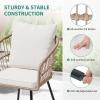 imageYITAHOME 3 Pieces Outdoor Wicker Patio Conversation Bistro Set AllWeather Rattan Patio Furniture Set with Table ampamp Cushions Outdoor Sectional Sofa for Patio Balcony Backyard DeckBeige
