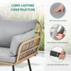 imageYITAHOME 3 Pieces Outdoor Wicker Patio Conversation Bistro Set AllWeather Rattan Patio Furniture Set with Table ampamp Cushions Outdoor Sectional Sofa for Patio Balcony Backyard DeckGrey