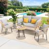 imageYITAHOME 3 Pieces Outdoor Wicker Patio Conversation Bistro Set AllWeather Rattan Patio Furniture Set with Table ampamp Cushions Outdoor Sectional Sofa for Patio Balcony Backyard DeckGrey