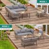 imageYITAHOME 3 Pieces Outdoor Wicker Patio Conversation Bistro Set AllWeather Rattan Patio Furniture Set with Table ampamp Cushions Outdoor Sectional Sofa for Patio Balcony Backyard DeckGrey