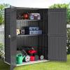 imageYITAHOME 35 Cu Ft Horizontal Weatherproof Storage Shed Without Shelves Outdoor Lockable Resin Unit for Tools and Gear Simple Assembly Light GrayBlack