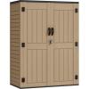imageYITAHOME 35 Cu Ft Horizontal Weatherproof Storage Shed Without Shelves Outdoor Lockable Resin Unit for Tools and Gear Simple Assembly Light GrayBrown