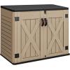 imageYITAHOME 35 Cu Ft Horizontal Weatherproof Storage Shed Without Shelves Outdoor Lockable Resin Unit for Tools and Gear Simple Assembly Light GrayBrown