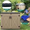 imageYITAHOME 35 Cu Ft Horizontal Weatherproof Storage Shed Without Shelves Outdoor Lockable Resin Unit for Tools and Gear Simple Assembly Light GrayBrown