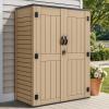 imageYITAHOME 35 Cu Ft Horizontal Weatherproof Storage Shed Without Shelves Outdoor Lockable Resin Unit for Tools and Gear Simple Assembly Light GrayBrown