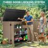 imageYITAHOME 35 Cu Ft Horizontal Weatherproof Storage Shed Without Shelves Outdoor Lockable Resin Unit for Tools and Gear Simple Assembly Light GrayBrown