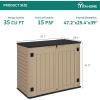 imageYITAHOME 35 Cu Ft Horizontal Weatherproof Storage Shed Without Shelves Outdoor Lockable Resin Unit for Tools and Gear Simple Assembly Light GrayBrown
