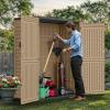 imageYITAHOME 35 Cu Ft Horizontal Weatherproof Storage Shed Without Shelves Outdoor Lockable Resin Unit for Tools and Gear Simple Assembly Light GrayBrown