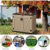imageYITAHOME 35 Cu Ft Horizontal Weatherproof Storage Shed Without Shelves Outdoor Lockable Resin Unit for Tools and Gear Simple Assembly Light GrayBrown