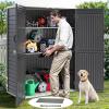 imageYITAHOME 35 Cu Ft Horizontal Weatherproof Storage Shed Without Shelves Outdoor Lockable Resin Unit for Tools and Gear Simple Assembly Light GrayDark Gray