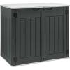 imageYITAHOME 35 Cu Ft Horizontal Weatherproof Storage Shed Without Shelves Outdoor Lockable Resin Unit for Tools and Gear Simple Assembly Light GrayDark Gray