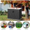 imageYITAHOME 35 Cu Ft Horizontal Weatherproof Storage Shed Without Shelves Outdoor Lockable Resin Unit for Tools and Gear Simple Assembly Light GrayDark Gray