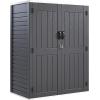 imageYITAHOME 35 Cu Ft Horizontal Weatherproof Storage Shed Without Shelves Outdoor Lockable Resin Unit for Tools and Gear Simple Assembly Light GrayDark Gray