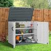 imageYITAHOME 35 Cu Ft Horizontal Weatherproof Storage Shed Without Shelves Outdoor Lockable Resin Unit for Tools and Gear Simple Assembly Light GrayGray