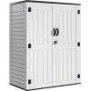 imageYITAHOME 35 Cu Ft Horizontal Weatherproof Storage Shed Without Shelves Outdoor Lockable Resin Unit for Tools and Gear Simple Assembly Light GrayLight Gray
