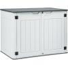 imageYITAHOME 35 Cu Ft Horizontal Weatherproof Storage Shed Without Shelves Outdoor Lockable Resin Unit for Tools and Gear Simple Assembly Light GrayLight Gray