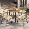 imageYITAHOME 4 Pieces Rattan Wicker Dinning Chairs Outdoor Indoor Patio Furniture Set with Cushion and Curved Back All Weather Bistro Chair for Garden Backyard Porch Poolside Restaurant BeigeBeige