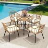 imageYITAHOME 4 Pieces Rattan Wicker Dinning Chairs Outdoor Indoor Patio Furniture Set with Cushion and Curved Back All Weather Bistro Chair for Garden Backyard Porch Poolside Restaurant BeigeBeige