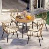 imageYITAHOME 4 Pieces Rattan Wicker Dinning Chairs Outdoor Indoor Patio Furniture Set with Cushion and Curved Back All Weather Bistro Chair for Garden Backyard Porch Poolside Restaurant BeigeWood