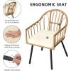 imageYITAHOME 4 Pieces Rattan Wicker Dinning Chairs Outdoor Indoor Patio Furniture Set with Cushion and Curved Back All Weather Bistro Chair for Garden Backyard Porch Poolside Restaurant BeigeBeige  Wood
