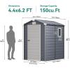 imageYITAHOME 44x6FT Outdoor Storage Shed wo Floor AllWeather Plastic Shed with Lockable Doors Window ampamp Vents Plastic Tool Shed for Backyard Patio Poolside Lawn Gray