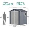 imageYITAHOME 6x6FT Outdoor Storage Shed wo Floor AllWeather Plastic Shed with Lockable Doors Window ampamp Vents Plastic Tool Shed for Backyard Patio Poolside Lawn Gray
