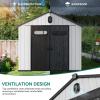 imageYITAHOME 8x8ft Outdoor Storage Shed with Floor 427 cuft Waterproof Plastic Garden Shed with Lockable Door Windows ampamp Vents Plastic Tool Storage for Patio Furniture Lawn Mower Bike Storage Gray