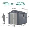 imageYITAHOME 8x91FT Resin Storage Unit sans Flooring AllWeather Plastic Shed with Window Vents and Secured Doors Outdoor Plastic Tool Cabin for Poolside Lawn Backyard Patio Dark Gray