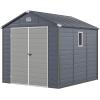 imageYITAHOME 8x91FT Resin Storage Unit sans Flooring AllWeather Plastic Shed with Window Vents and Secured Doors Outdoor Plastic Tool Cabin for Poolside Lawn Backyard Patio Dark Gray