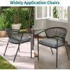 imageYITAHOME Outdoor Dining Chair Set of 6 Rope Woven Design Stackable Chairs IndoorOutdoor Armchair Seating for Patio Backyard Poolside Balcony  GreyGrey