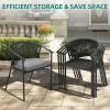 imageYITAHOME Outdoor Dining Chair Set of 6 Rope Woven Design Stackable Chairs IndoorOutdoor Armchair Seating for Patio Backyard Poolside Balcony  GreyGrey  Black