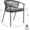 imageYITAHOME Outdoor Dining Chair Set of 6 Rope Woven Design Stackable Chairs IndoorOutdoor Armchair Seating for Patio Backyard Poolside Balcony  GreyGrey  Black