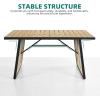 imageYITAHOME Outdoor Patio Dining Table for 46 Rectangular Table with Faux Wood Tabletop Outside Table for Patio Balcony Porch Poolside  Black ampamp Nature WoodModern