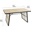 imageYITAHOME Outdoor Patio Dining Table for 46 Rectangular Table with Faux Wood Tabletop Outside Table for Patio Balcony Porch Poolside  Black ampamp Nature WoodModern