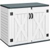 imageYITAHOME Outdoor Resin Storage Sheds with XShaped Lockable Door 39 in Height Lockable Waterproof Horizontal Shed wo Shelf Easy to Assemble Shed Storage for Garden Tools Light GrayLight Gray