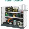 imageYITAHOME Resin Storage Shed Shelves for 35 Cuft Horizontal Storage Sheds 47 in x 126 in Waterproof Rack with 8 Screws for 4x25 Ft Horizontal Garden Storage Accessories Easy Assembly 2PCS GrayLight Gray