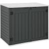 imageYITAHOME 35 Cu Ft Horizontal Weatherproof Storage Shed Without Shelves Outdoor Lockable Resin Unit for Tools and Gear Simple Assembly Light GrayDark Gray