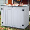 imageYITAHOME 35 Cu Ft Horizontal Weatherproof Storage Shed Without Shelves Outdoor Lockable Resin Unit for Tools and Gear Simple Assembly Light GrayLight Gray