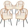 imageYITAHOME 4 Pieces Rattan Wicker Dinning Chairs Outdoor Indoor Patio Furniture Set with Cushion and Curved Back All Weather Bistro Chair for Garden Backyard Porch Poolside Restaurant BeigeBeige  Wood