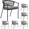 imageYITAHOME Outdoor Dining Chair Set of 6 Rope Woven Design Stackable Chairs IndoorOutdoor Armchair Seating for Patio Backyard Poolside Balcony  GreyGrey