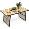 imageYITAHOME Outdoor Patio Dining Table for 46 Rectangular Table with Faux Wood Tabletop Outside Table for Patio Balcony Porch Poolside  Black ampamp Nature WoodModern