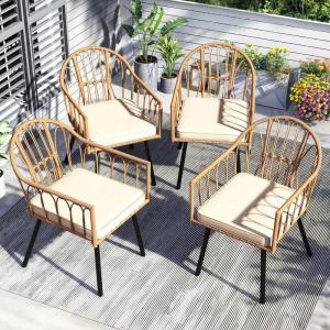 imageYITAHOME 3 Pieces Outdoor Wicker Patio Conversation Bistro Set AllWeather Rattan Patio Furniture Set with Table ampamp Cushions Outdoor Sectional Sofa for Patio Balcony Backyard DeckBeige
