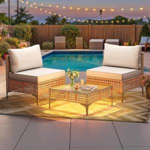 imageYITAHOME 4 Pieces Rattan Wicker Dinning Chairs Outdoor Indoor Patio Furniture Set with Cushion and Curved Back All Weather Bistro Chair for Garden Backyard Porch Poolside Restaurant BeigeBeige